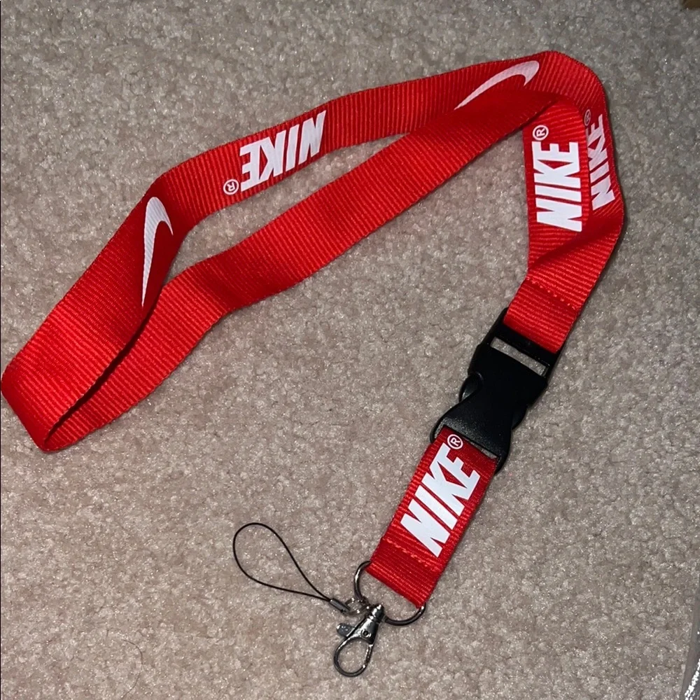 NWOT Red Nike Lanyard Detachable Keychain Badge ID Holder Phone Strap